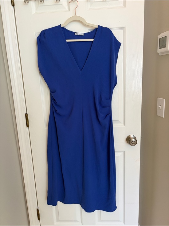 Zara Dresses & Skirts - Zara Cobalt V-Neck Midi Dress